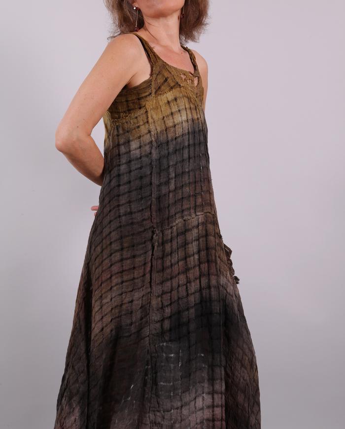 'semi-sheer joy' distressed painted airy long dress and shrug set