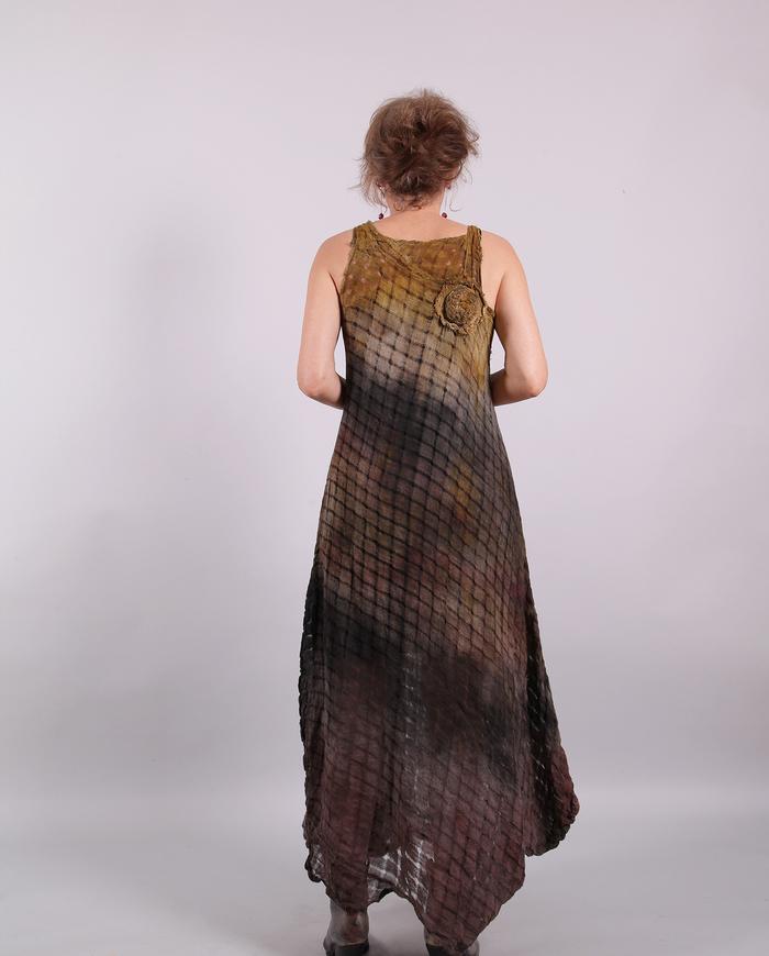 'semi-sheer joy' distressed painted airy long dress and shrug set