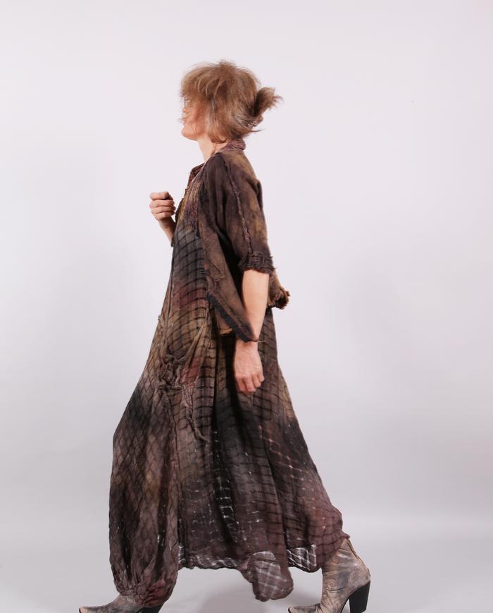 'semi-sheer joy' distressed painted airy long dress