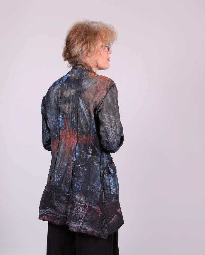 'as mysterious as you are' detailed crisp cotton asymmetrical jacket