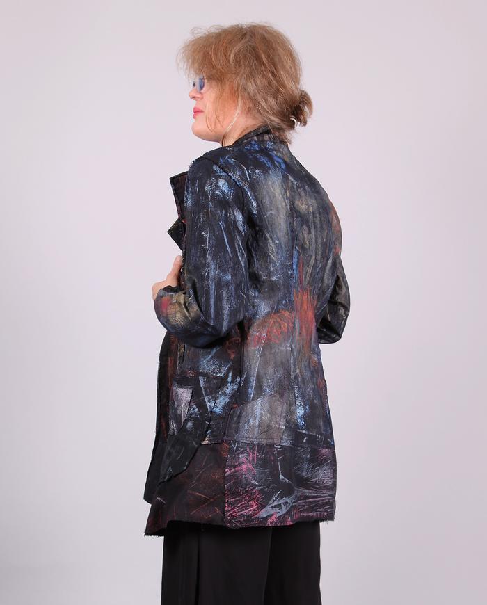'as mysterious as you are' detailed crisp cotton asymmetrical jacket