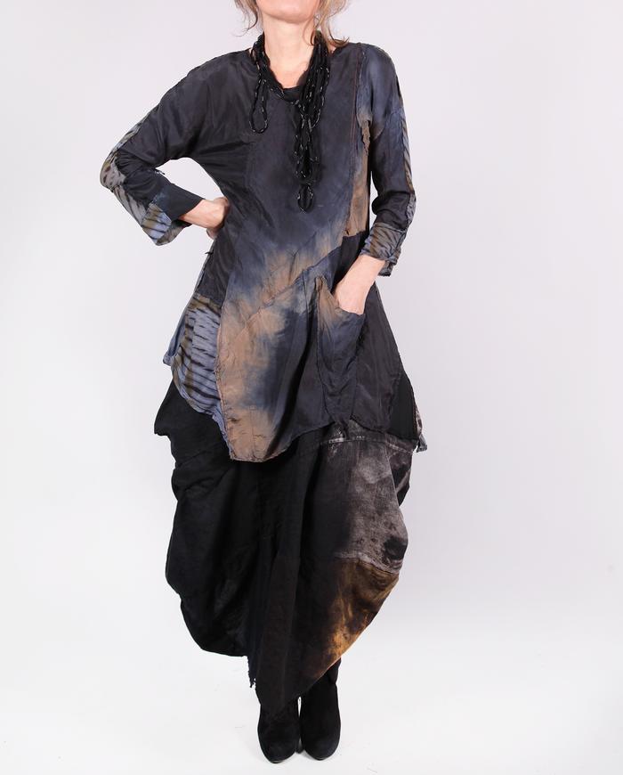 'wrapped in half-shades' silk tunic