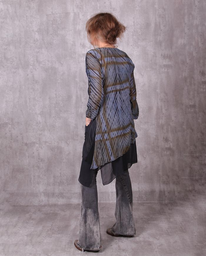 'wrapped in half-shades' silk tunic