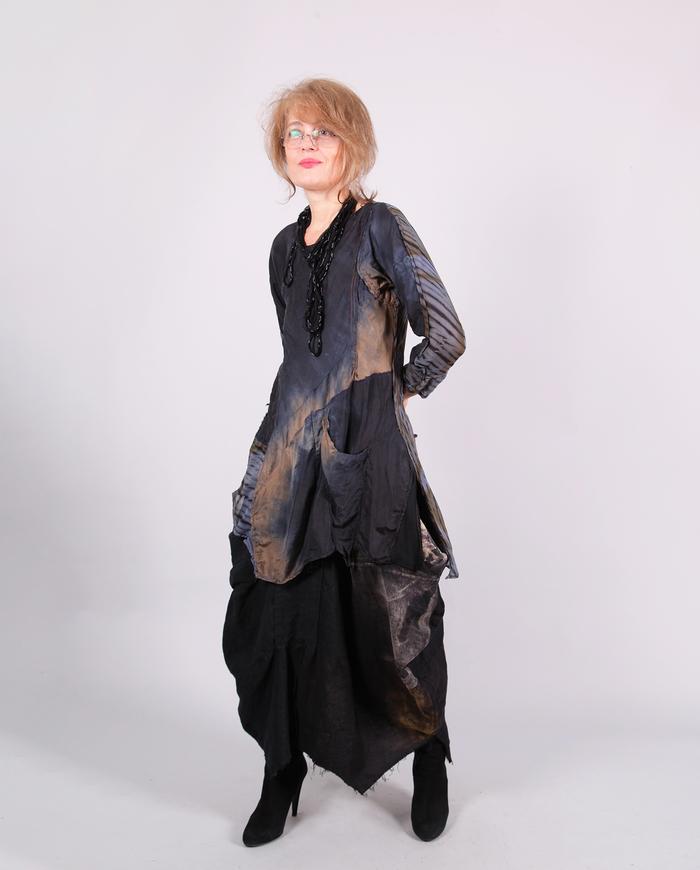 'wrapped in half-shades' silk tunic