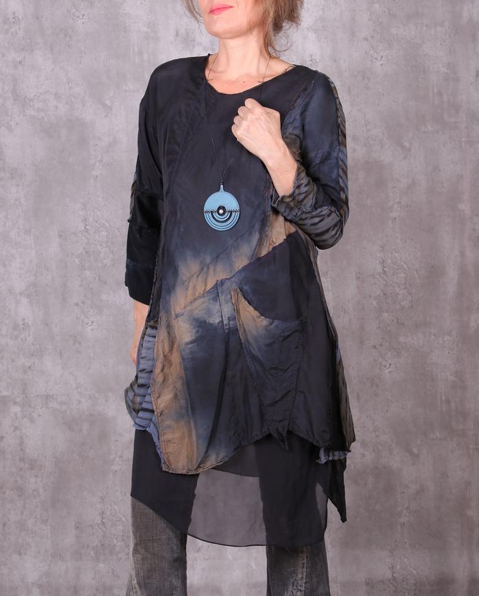 'wrapped in half-shades' silk tunic