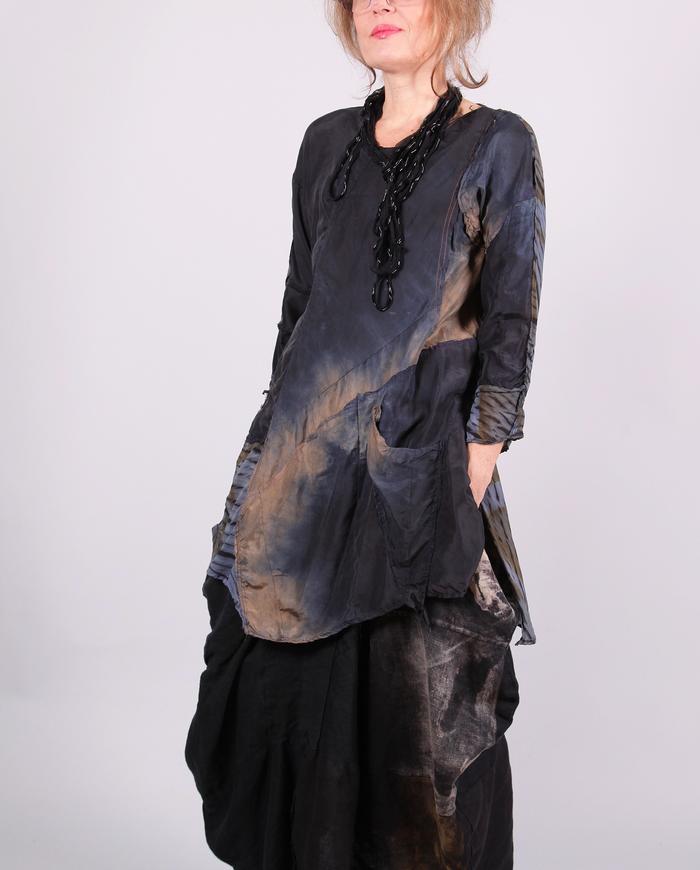 'wrapped in half-shades' silk tunic