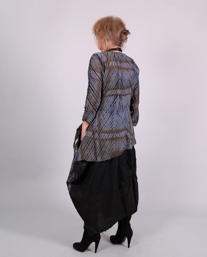 'wrapped in half-shades' silk tunic