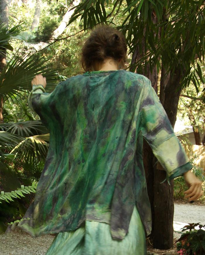weightless hand-painted oversized silk tunic