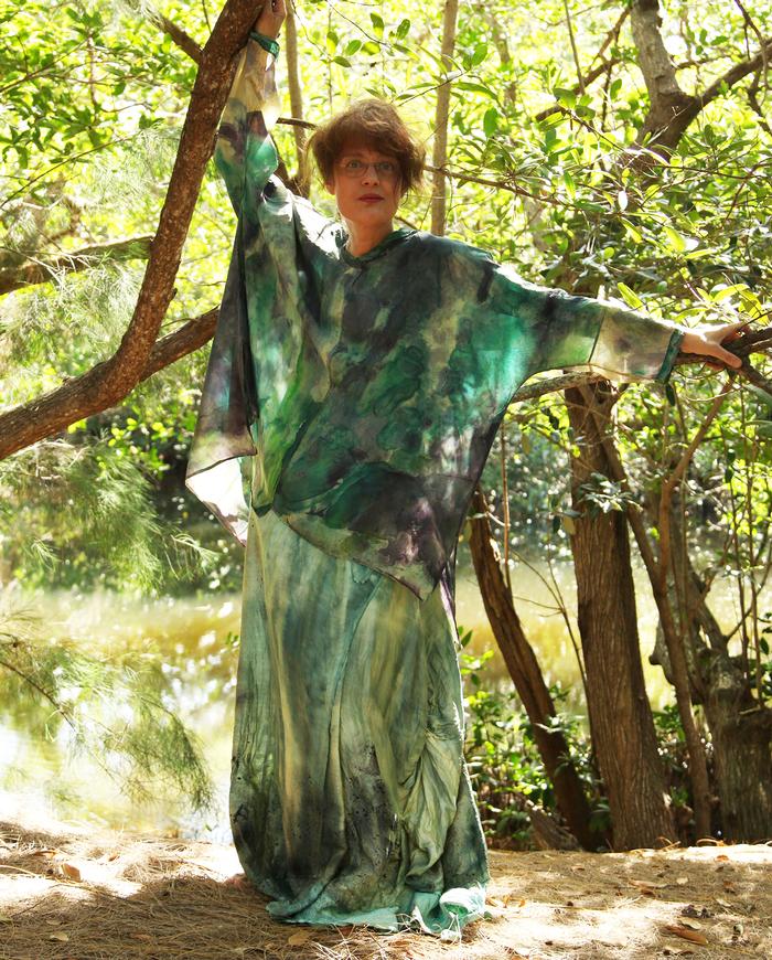 weightless hand-painted oversized silk tunic