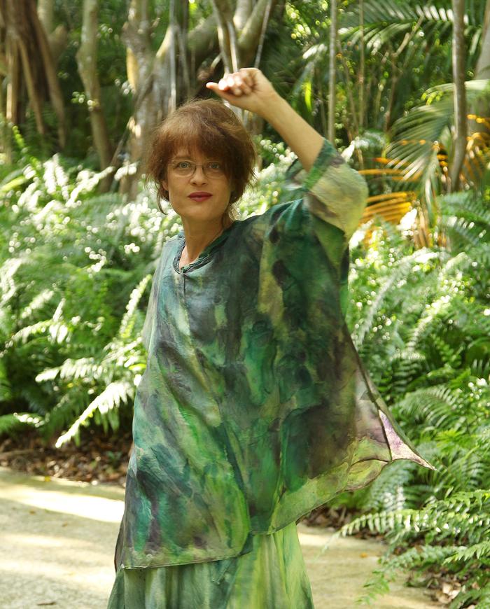 weightless hand-painted oversized silk tunic