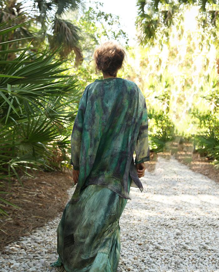 weightless hand-painted oversized silk tunic