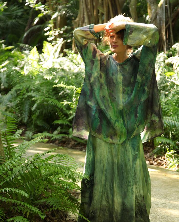 weightless hand-painted oversized silk tunic