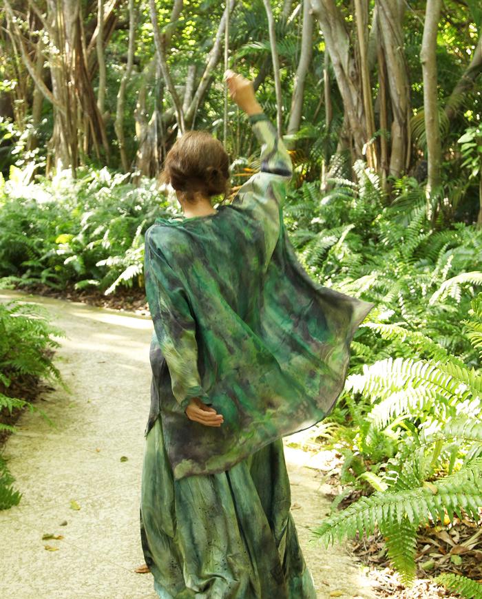 weightless hand-painted oversized silk tunic