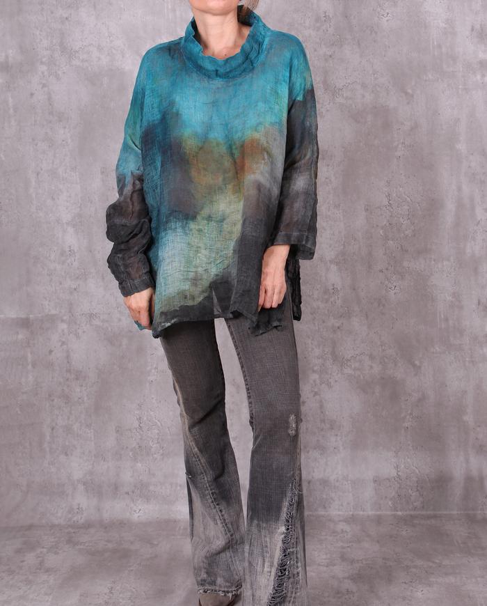 'if colors could talk' one size Belgian linen gauze top