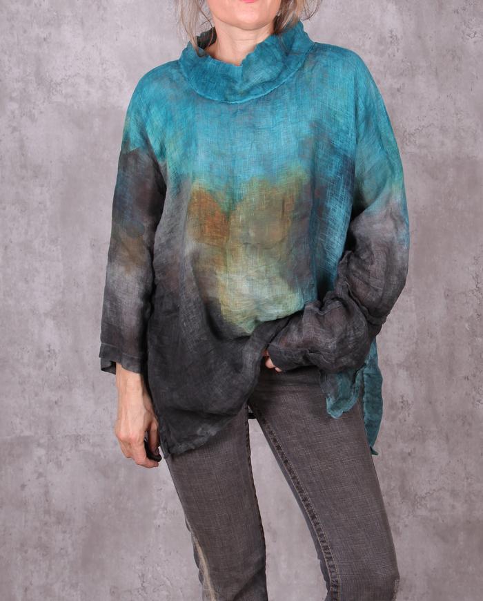 'if colors could talk' one size Belgian linen gauze top