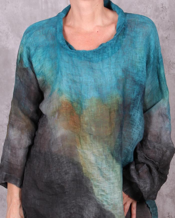 'if colors could talk' one size Belgian linen gauze top