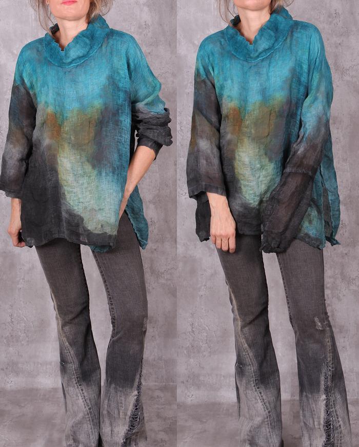 'if colors could talk' one size Belgian linen gauze top