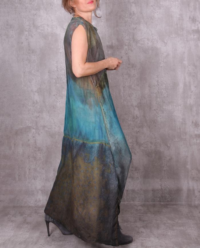 'going with the wind' weightless silk maxi dress