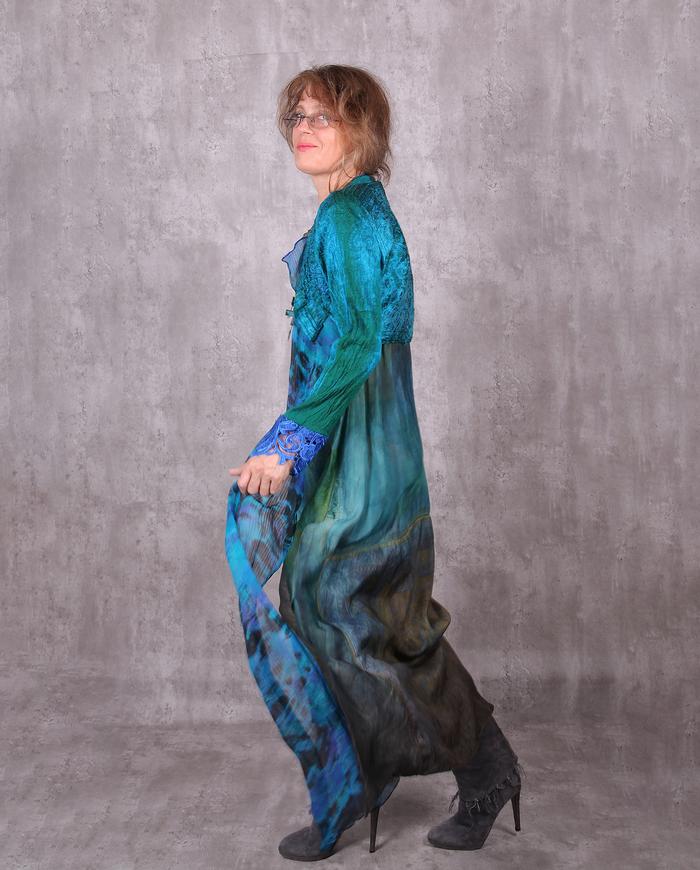 'going with the wind' weightless silk maxi dress