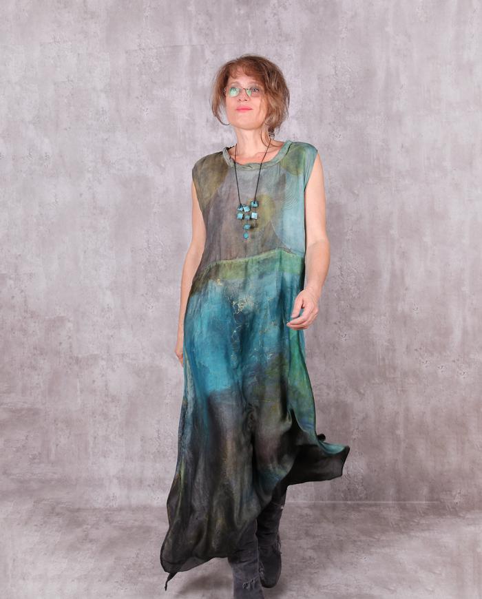 'going with the wind' weightless silk maxi dress