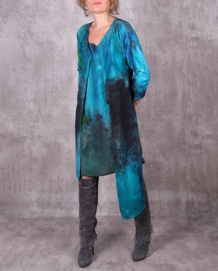 'deep waters: outside' hand-painted asymmetrical avant-garde jacket