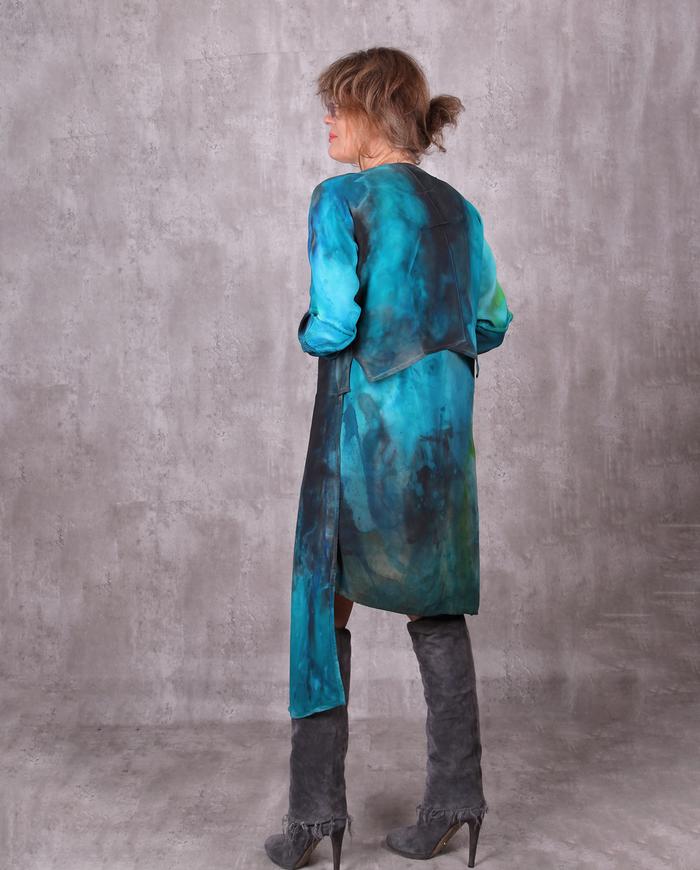 'deep waters: outside' hand-painted asymmetrical avant-garde jacket