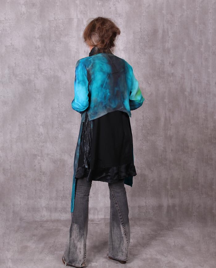 'deep waters: outside' hand-painted asymmetrical avant-garde jacket