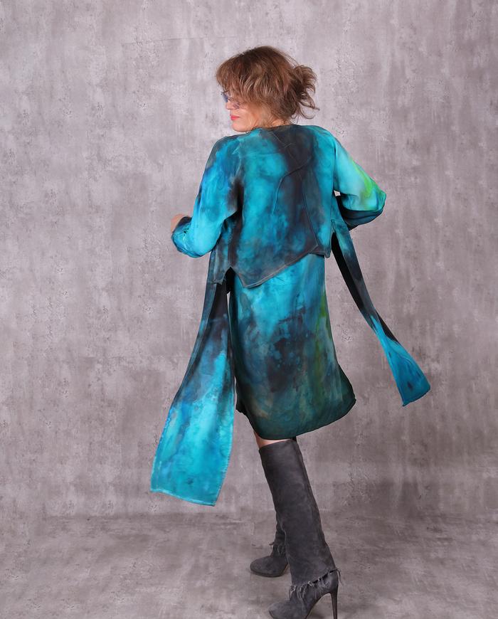 'deep waters: outside' hand-painted asymmetrical avant-garde jacket