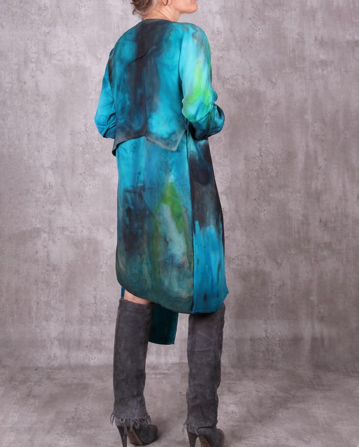 'deep waters: outside' hand-painted asymmetrical avant-garde jacket