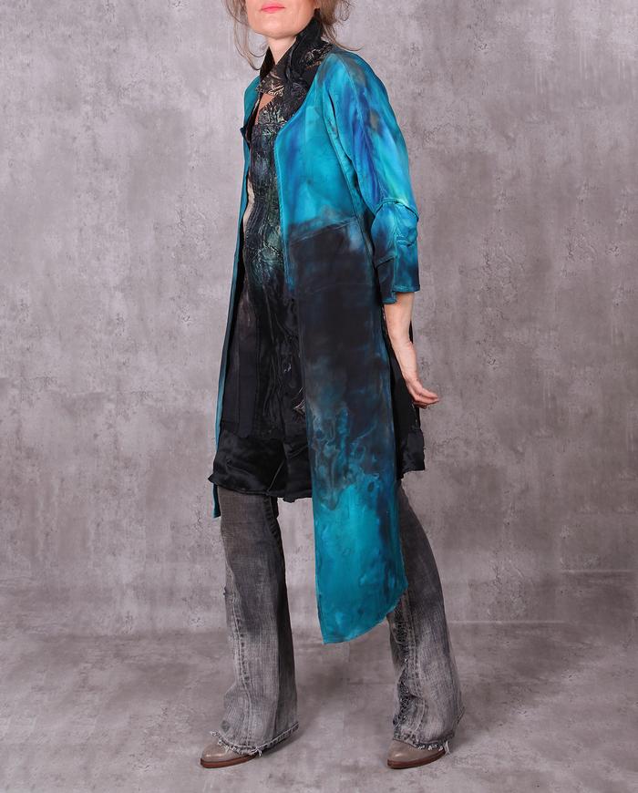 'deep waters: outside' hand-painted asymmetrical avant-garde jacket