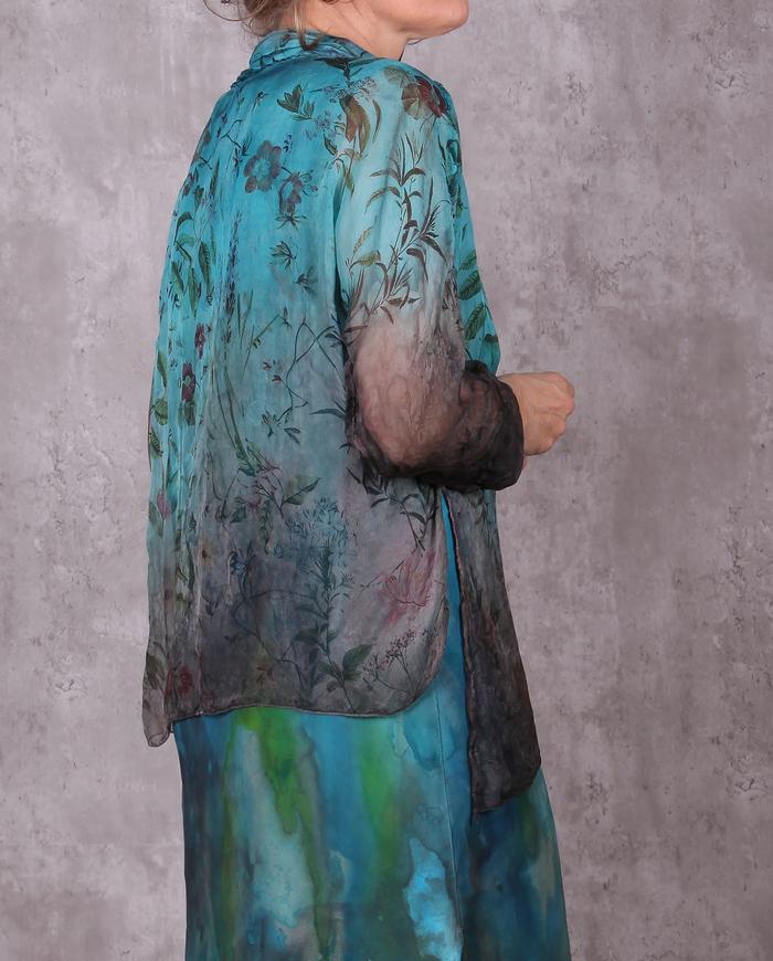 'floral waters' sheer silk chiffon blouse