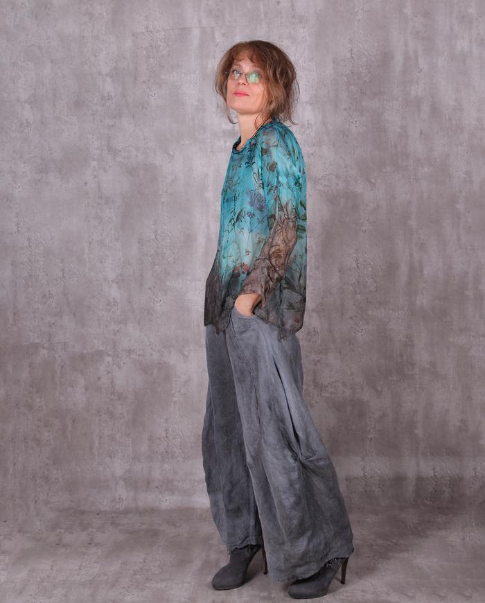 'floral waters' sheer silk chiffon blouse