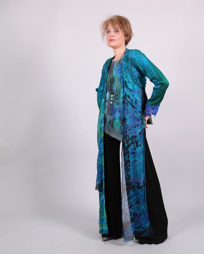 'almost like flying' mixed silks asymmetrical jacket