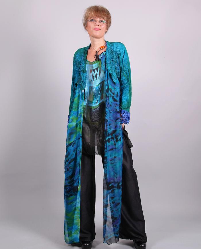 'almost like flying' mixed silks asymmetrical jacket