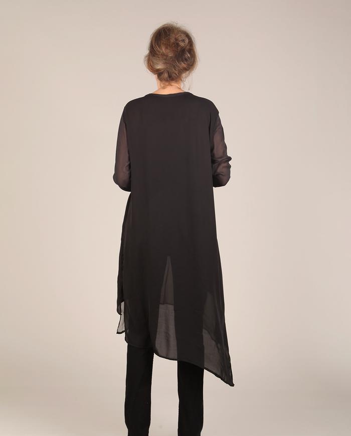 'easy on' double layer black silk tunic
