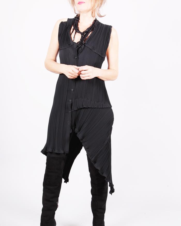 'if art could speak' avant-garde couture black vest overlay