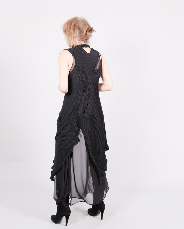 'if art could speak' avant-garde couture black vest overlay