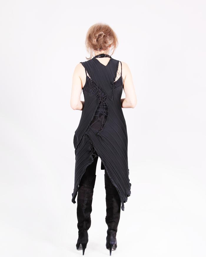 'if art could speak' avant-garde couture black vest overlay