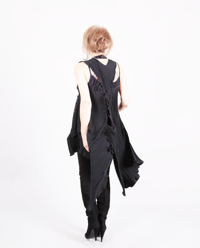 'if art could speak' avant-garde couture black vest overlay