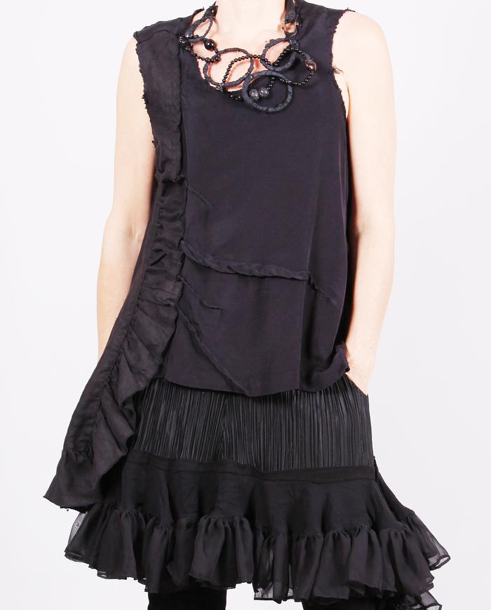 'my ruffled side' asymmetrical black top