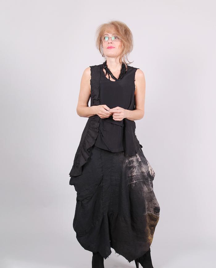 'my ruffled side' asymmetrical black top