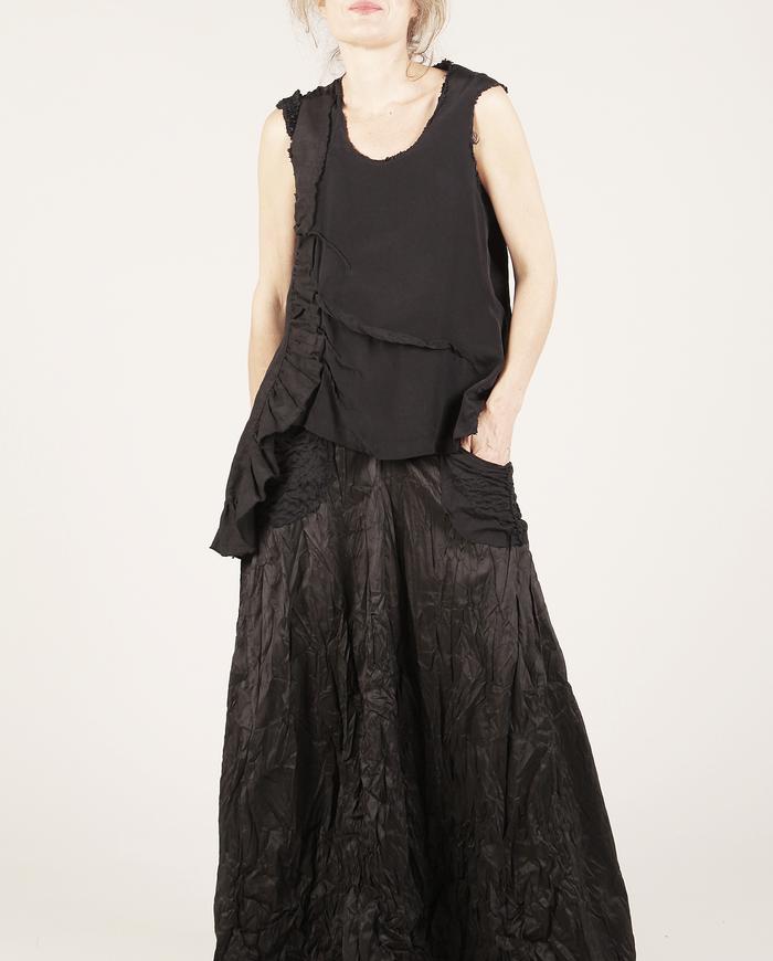 'my ruffled side' asymmetrical black top