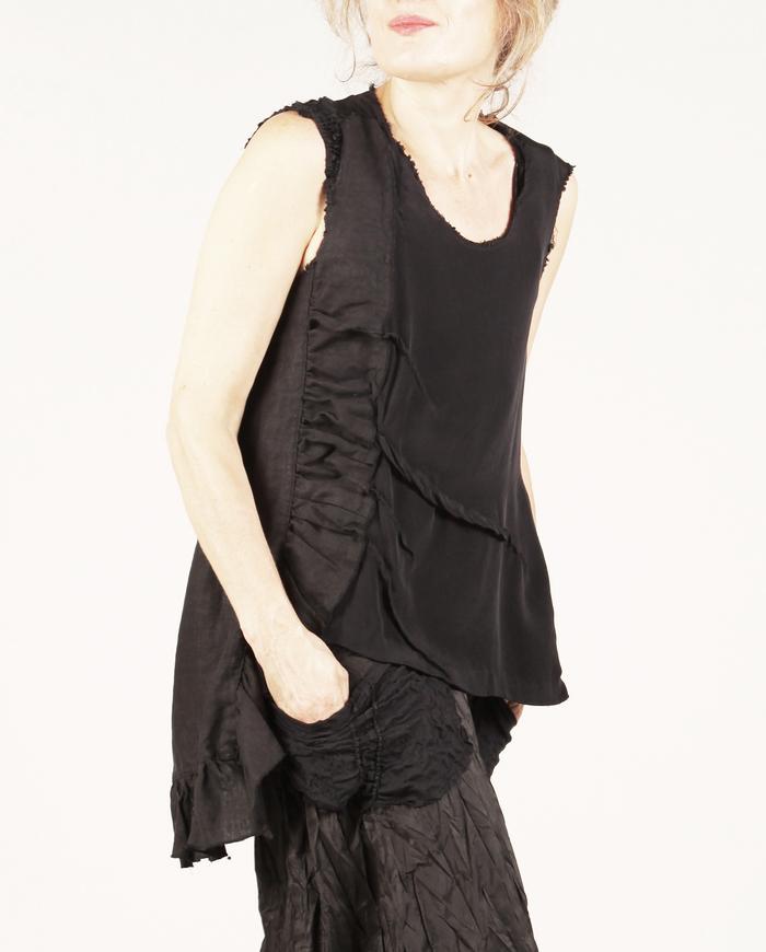 'my ruffled side' asymmetrical black top