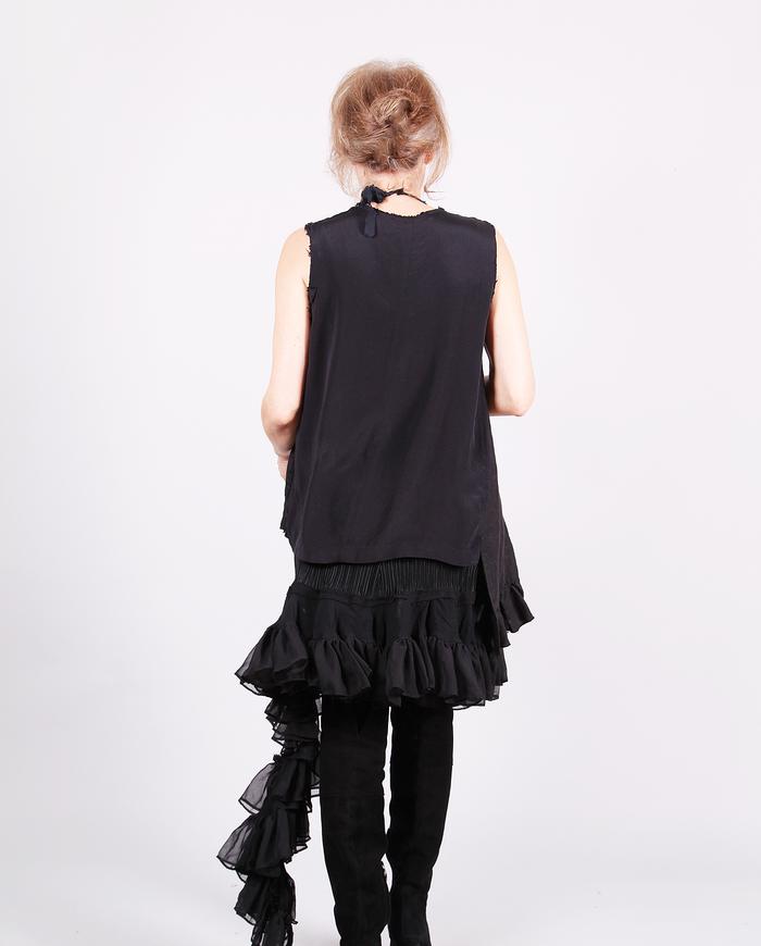 'my ruffled side' asymmetrical black top