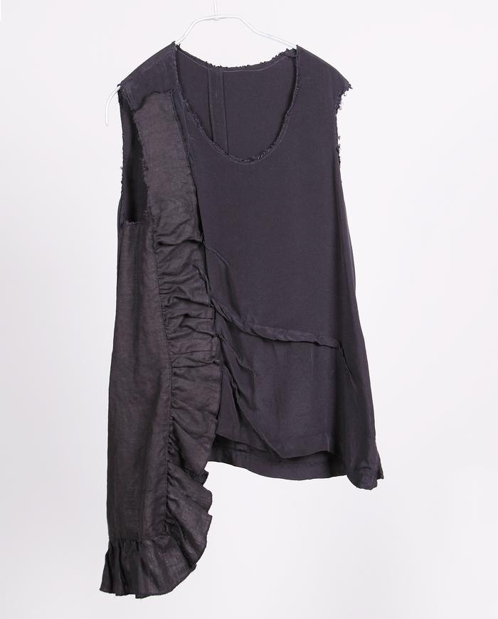 'my ruffled side' asymmetrical black top