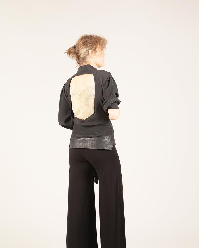 'an open window' versatile black silk one size blouse