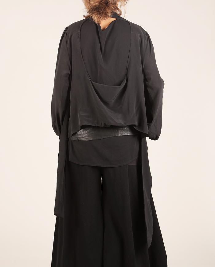 'an open window' versatile black silk one size blouse