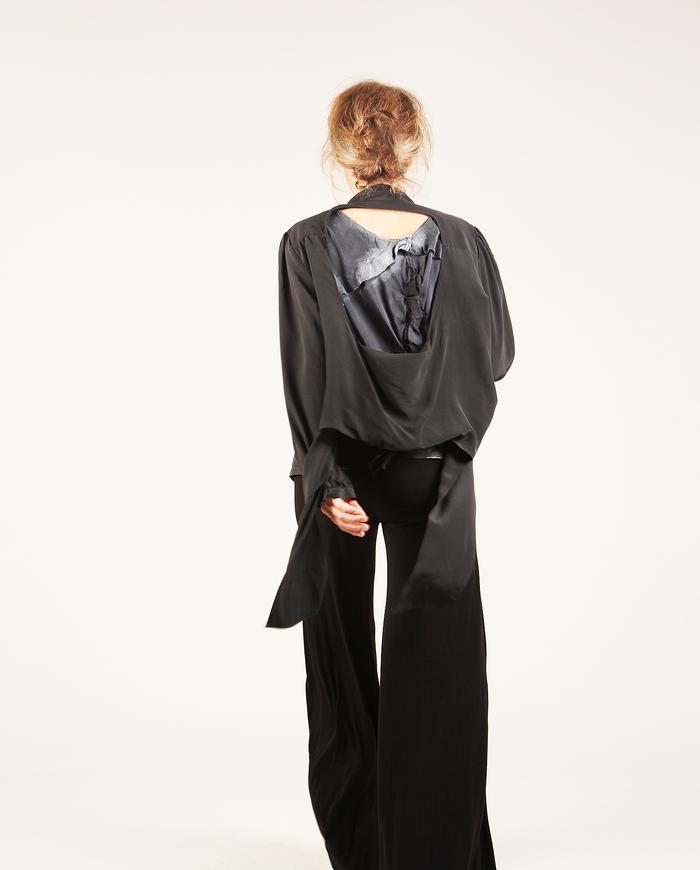 'an open window' versatile black silk one size blouse