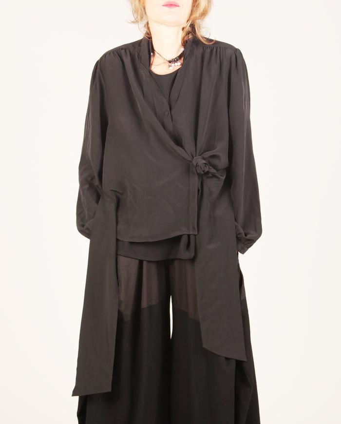 'an open window' versatile black silk one size blouse