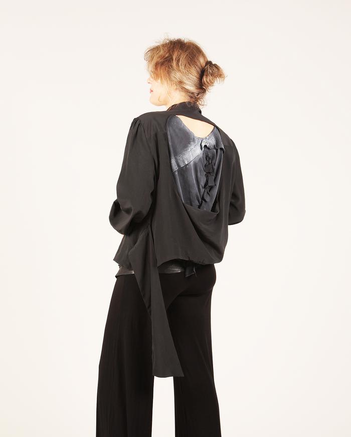 'an open window' versatile black silk one size blouse